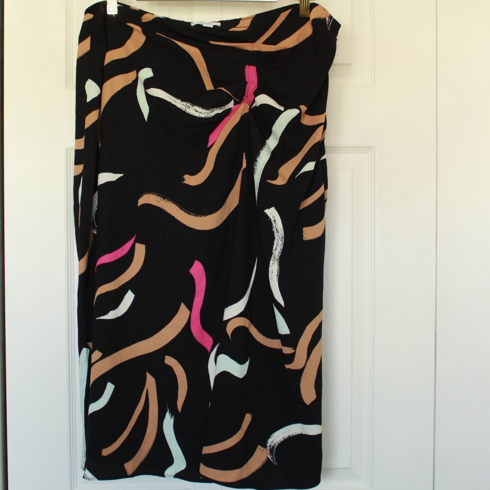 Nine West black and fuschia rouched skimming skirt size XXL